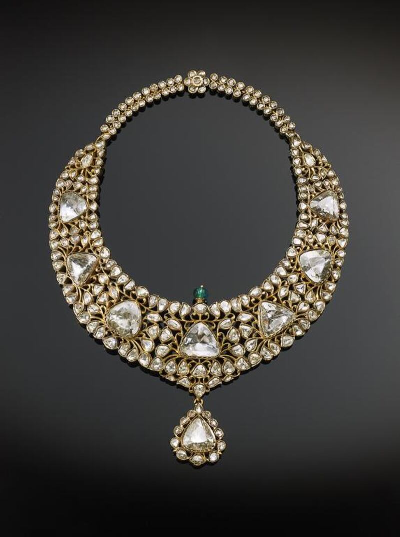 A 19th or 20th century diamond necklace from Hyderadabad displayed at the exhibition. Prudence Cuming Associates