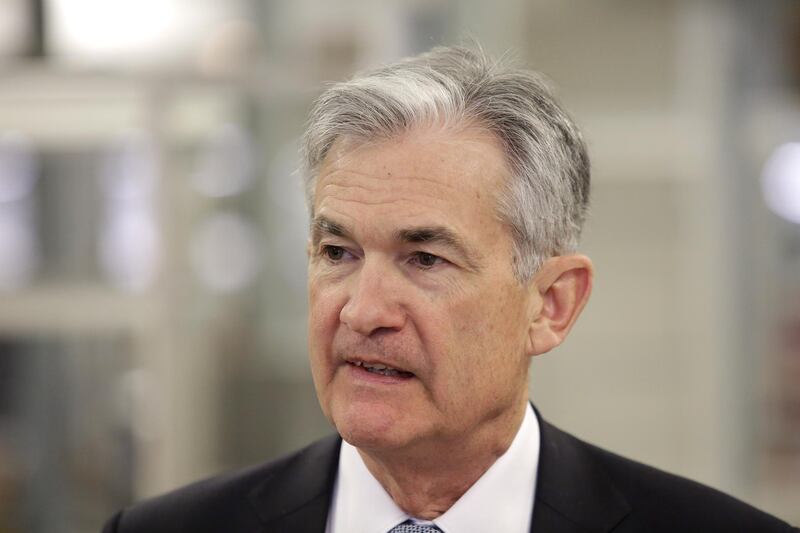 Jerome Powell, chairman of the U.S. Federal Reserve, speaks during a tour of the MHUB Innovation Center in Chicago, Illinois, U.S., on Friday, April 6, 2018. Powell said the outlook for inflation and employment support further gradual interest-rate increases, while the lack of a spike in wage gains shows the labor market is “not excessively tight.” Photographer: Joshua Lott/Bloomberg