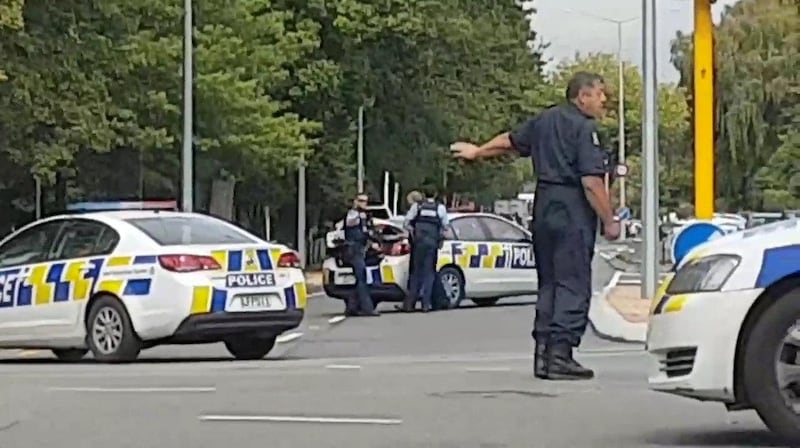 Deans Avenue, near the Hagley Oval in Christchurch is cordoned off.