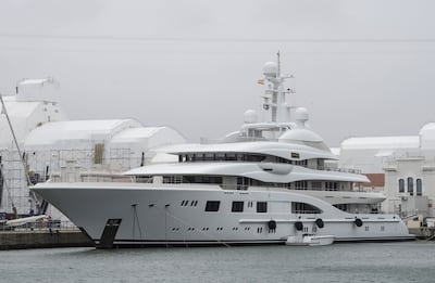 The superyacht 'Valerie', which was seized by the Spanish government, is moored in Barcelona, Spain. Bloomberg
