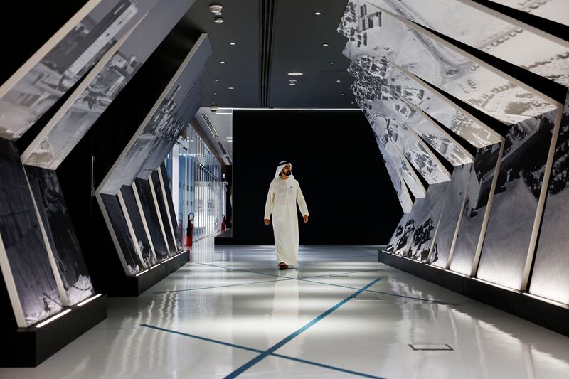 Sheikh Mohammed tours the library at the launch on Monday. Photo: DMO