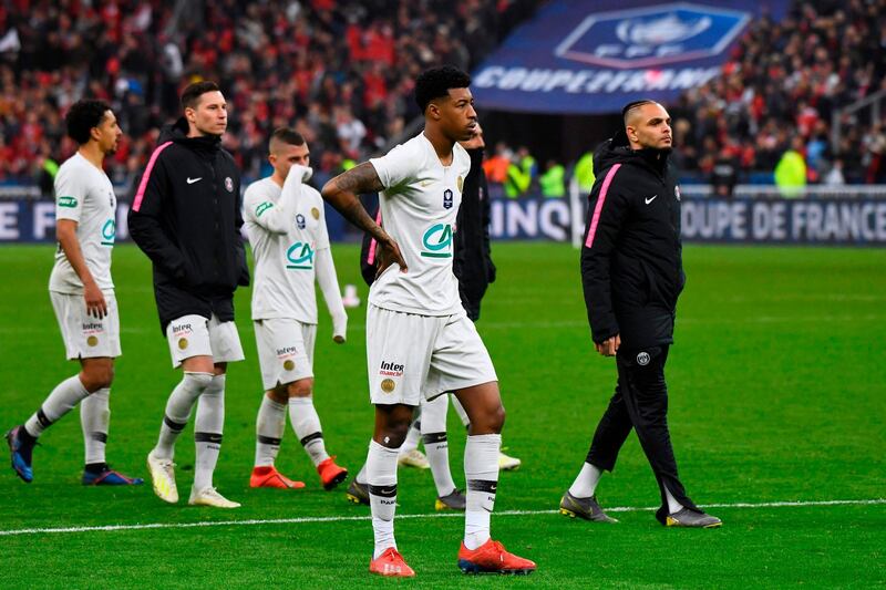 PSG players react after losing the final. Damien Meyer / AFP