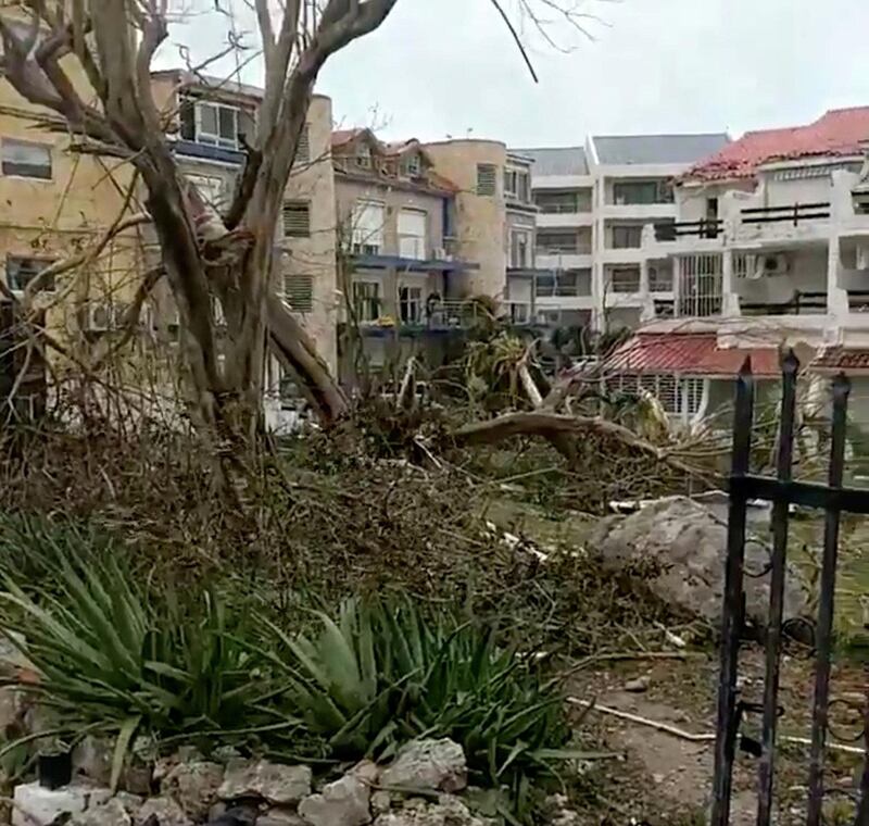General view of damage following Hurricane Irma hitting Sint Maarten, the Dutch side of the Caribbean island of Saint Martin September 6, 2017 in this image taken from social media.  Mandatory credit EZE EGWUATU/Handout  MANDATORY CREDITvia REUTERS THIS IMAGE HAS BEEN SUPPLIED BY A THIRD PARTY. MANDATORY CREDIT.NO RESALES. NO ARCHIVES