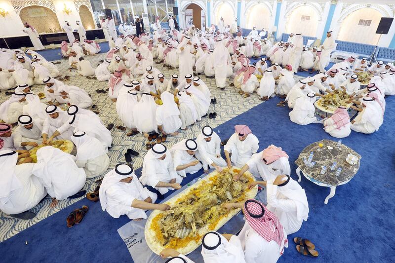 A feast hosted by newly elected MP Fahad bin Jamea to mark his election win in Kuwait City. AFP