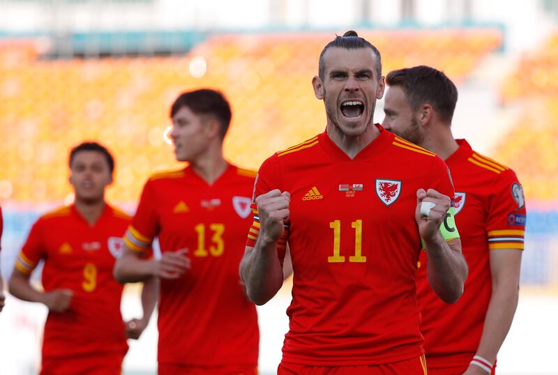Wales attacker Gareth Bale celebrates after scoring the first of his three goals in their World Cup qualifying win against Belarus at Central Stadium in Kazan on Sunday, September 5. Reuters