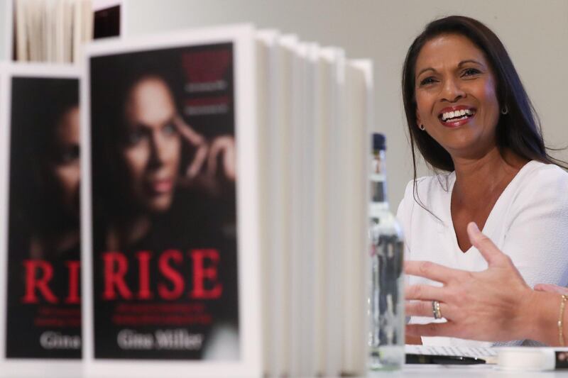 Businesswoman, campaigner and author Gina Miller gestures during the launch of her book 'Rise: Life Lessons in Speaking Out' in central London on August 20, 2018. (Photo by Daniel LEAL-OLIVAS / AFP)