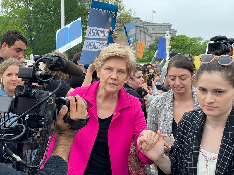 US Senator Elizabeth Warren joined abortion rights activists outside the US Supreme Court on Tuesday. Photo: Public Domain