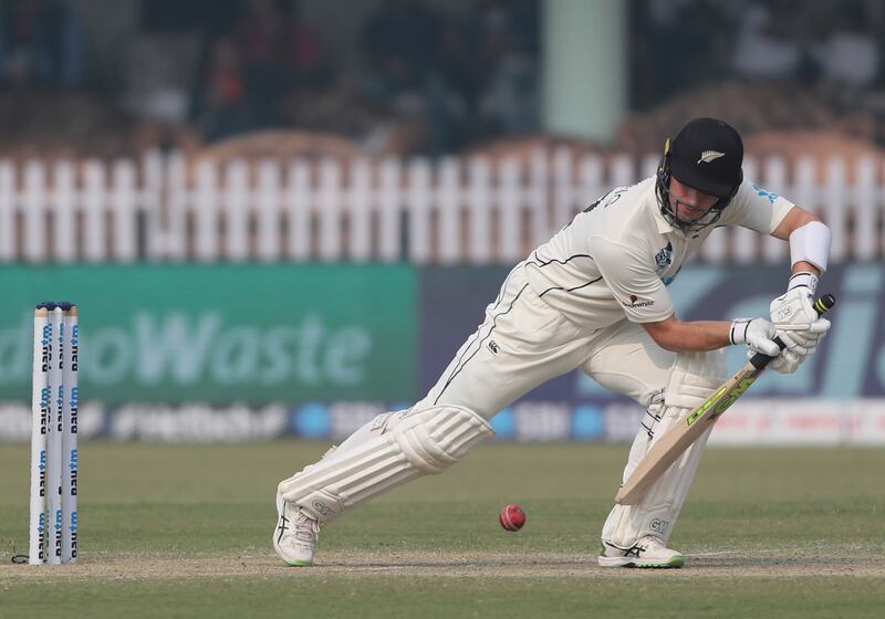 New Zealand's Will Young defended well against India's spinners. AP