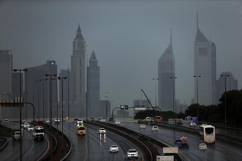 Rain fell in Dubai and parts of the UAE on Tuesday after months of dry weather. Satish Kumar / The National
