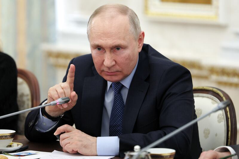 Russian President Vladimir Putin repeated his accusation that the West was seeking to defeat Russia in Ukraine and said Moscow had its own peace plan. AP