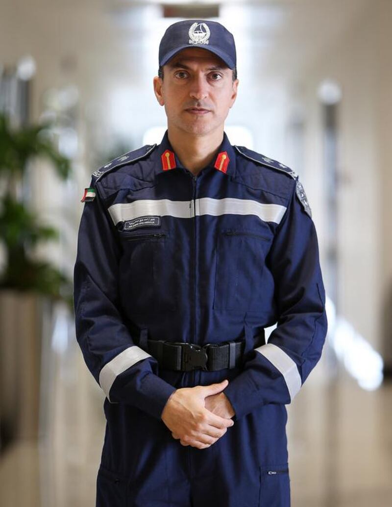 Lt Col Ahmad Atiq Burqibah, deputy director of the search and rescue department at Dubai Police, said the force has taught him discipline and focus. Pawan Singh / The National 

