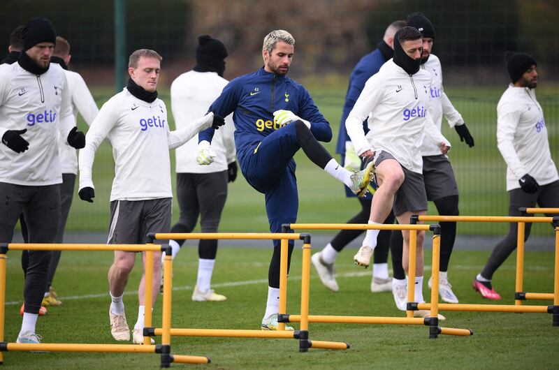 Tottenham players take part in a training session ahead of their Champions League match against AC Milan. Getty Images
