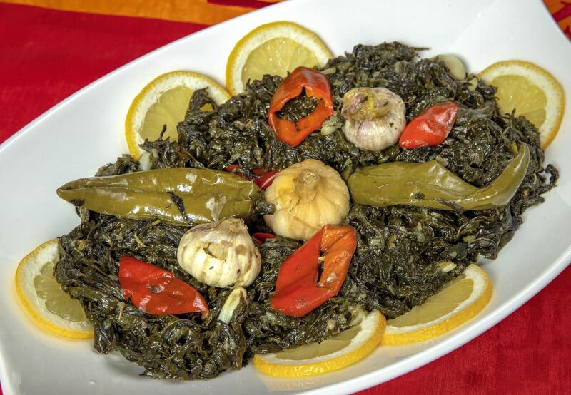 Abu Dhabi, United Arab Emirates, April 10, 2021.  Ramadan Recipes.  Spinach Fateh.
Victor Besa/The National
Section:  AC
Reporter:  Hanan Sayed Worrell