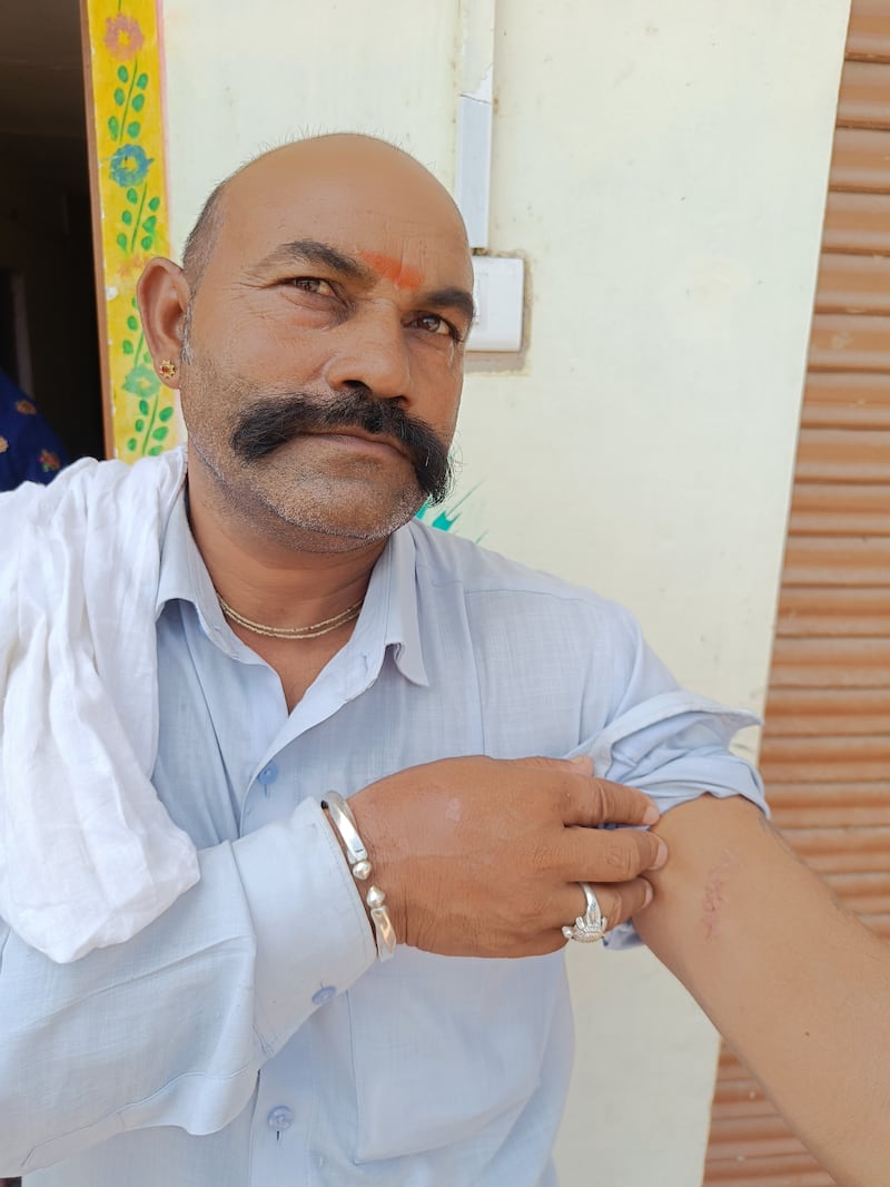 Ram Kalyan Saini, 50, was returning home to his village near Ranthambore National Park in Sawai Madhopur in Rajasthan from his fields on his motorcycle when he was attacked by a tigress. Taniya Dutta / The National