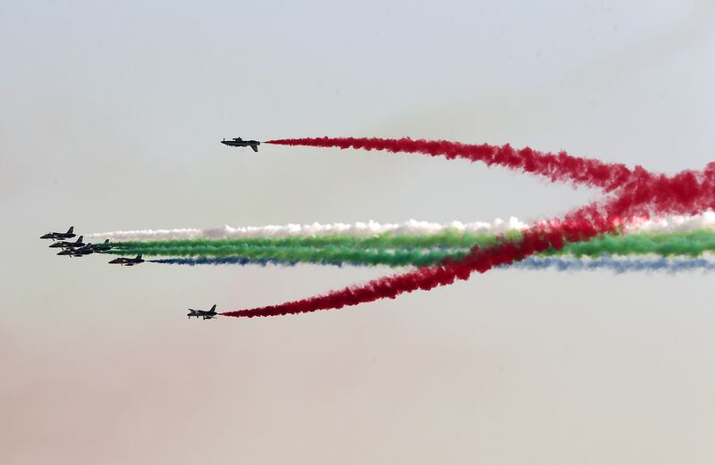The team's jets trail the colours of the UAE flag. Pawan Singh / The National