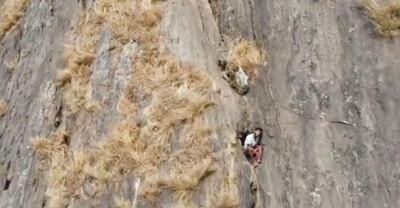 Indian trekker R Babu was trapped in the crevice where he spent 48 hours. Photo: Indian Army