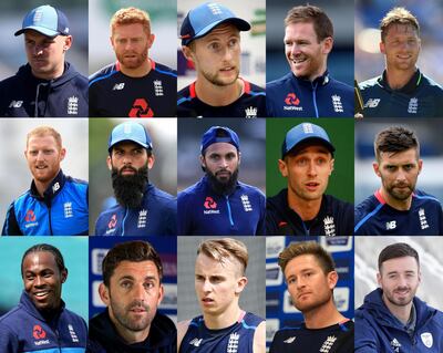Composite image of England's (top row) Jason Roy, Jonny Bairstow, Joe Root, Eoin Morgan, Jos Buttler. (middle row)Ben Stokes, Moeen Ali, Adil Rashid, Chris Woakes, Mark Wood. (bottom row) Jofra Archer, Liam Plunkett, Tom Curran, Liam Dawson, James Vince. PRESS ASSOCIATION Photo. Issue date: Tuesday May 21, 2019. See PA story CRICKET England. Photo credit should read PA Wire. Editorial use only. No commercial use without prior written consent of the ECB. Still image use only. No moving images to emulate broadcast. No removing or obscuring of sponsor logos. 