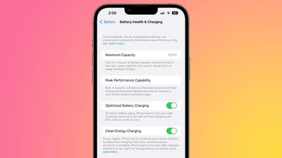 Apple's Clean Energy Charging will be found under battery in the iPhone's settings. Photo: Apple