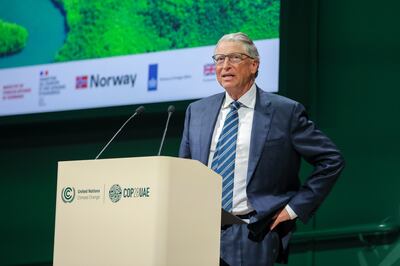 Bill Gates at the Adaptation Finance Summit for Africa on day two of Cop28. Getty