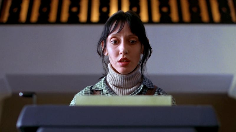 Shelley Duvall in the 1980 Stanley Kubrick film, The Shining, about a writer who loses his sanity. Courtesy Warner Bros