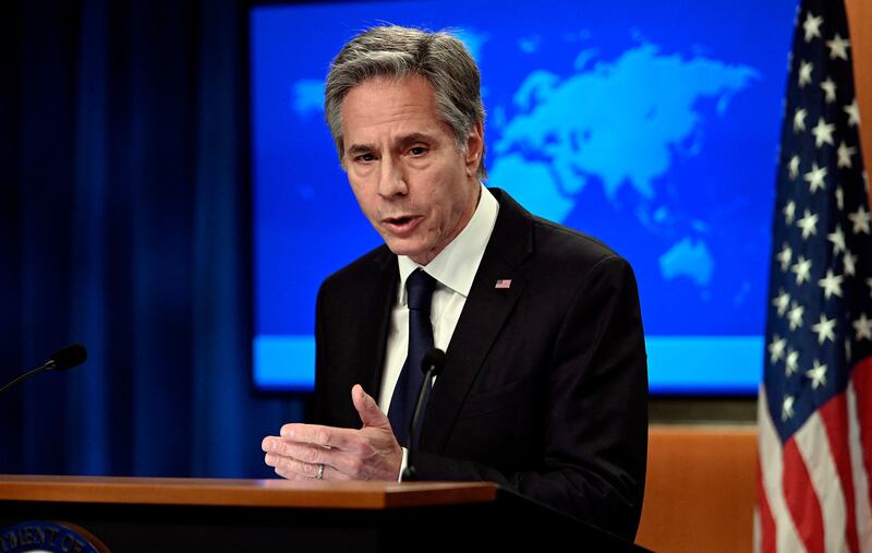 US Secretary of State Antony Blinken speaks during a press conference at the State Department in Washington. AFP