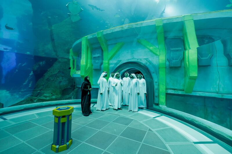 Sheikh Mohammed bin Rashid, Vice President and Ruler of Dubai, praised Abu Dhabi's protection of marine life during his visit to SeaWorld