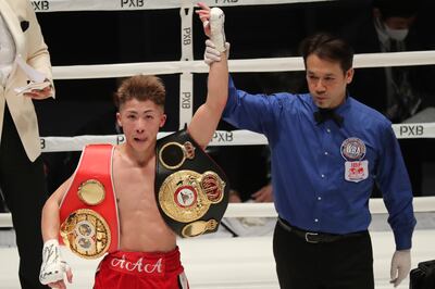 Naoya Inoue after retaining his IBF and WBA bantamweight titles against Aran Dipaen. AP