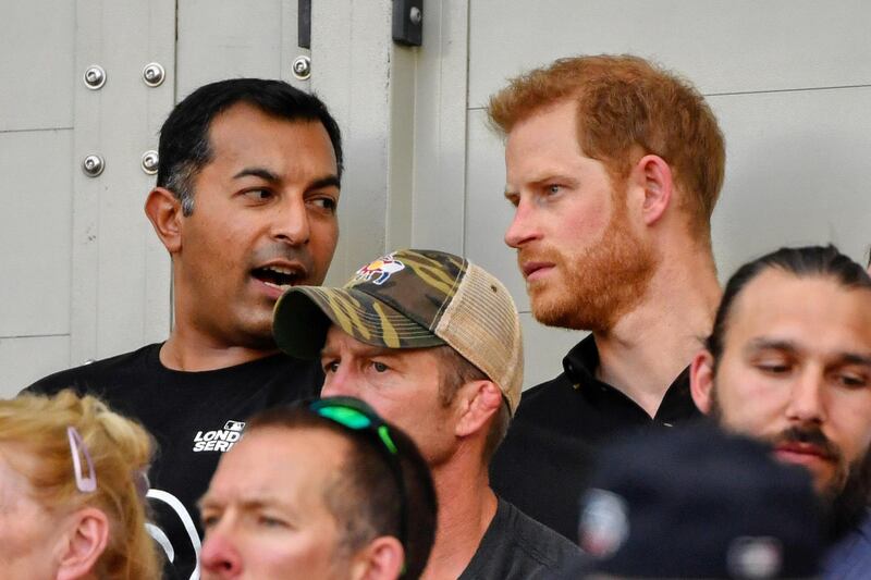 London, ENG; Prince Harry during the first inning of the game between the Boston Red Sox and the New York Yankee's at London Stadium. Mandatory Credit: Steve Flynn-USA TODAY Sports