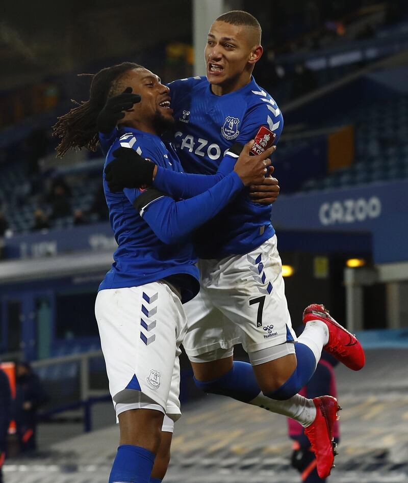 Richarlison, 8 – Two marvellous goals that lifted Everton. Was switched into the middle after Calvert-Lewin was taken off, a move that led to his second. EPA