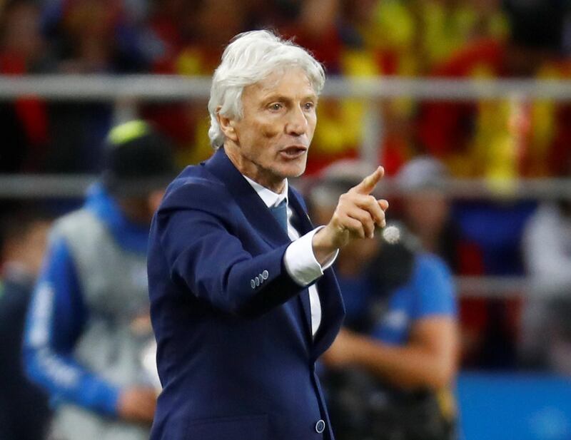 Soccer Football - World Cup - Round of 16 - Colombia vs England - Spartak Stadium, Moscow, Russia - July 3, 2018  Colombia coach Jose Pekerman gestures  REUTERS/Kai Pfaffenbach