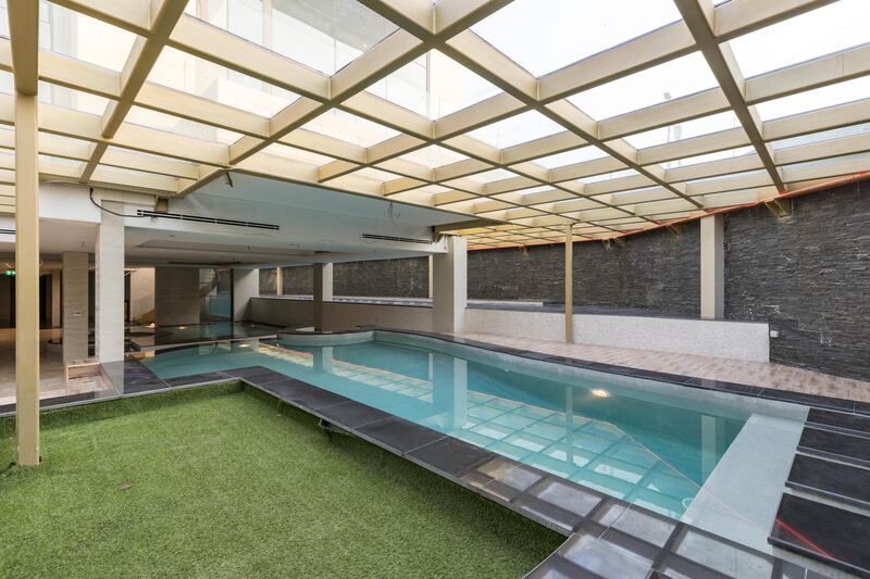 There's an indoor and outdoor swimming pool.