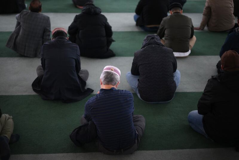 Friday prayers at the Baitul Futuh Mosque in Morden, south-west London. AFP