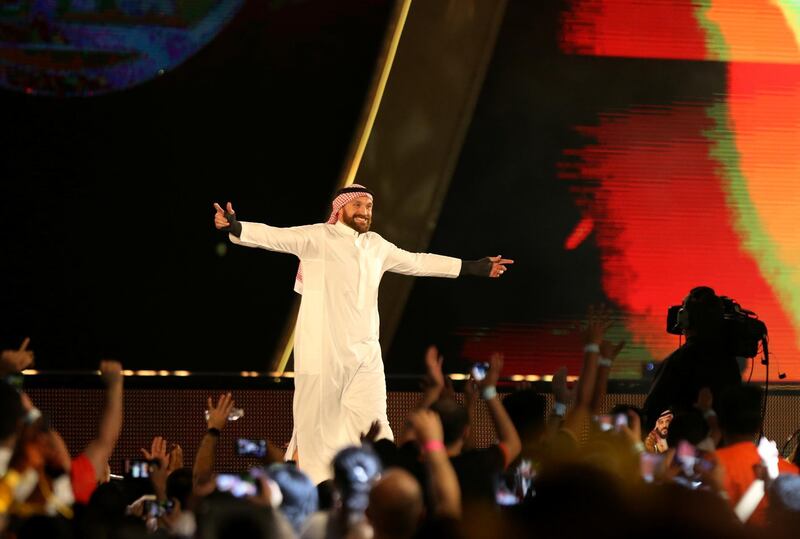 Tyson Fury makes his entrance before the fight. Reuters