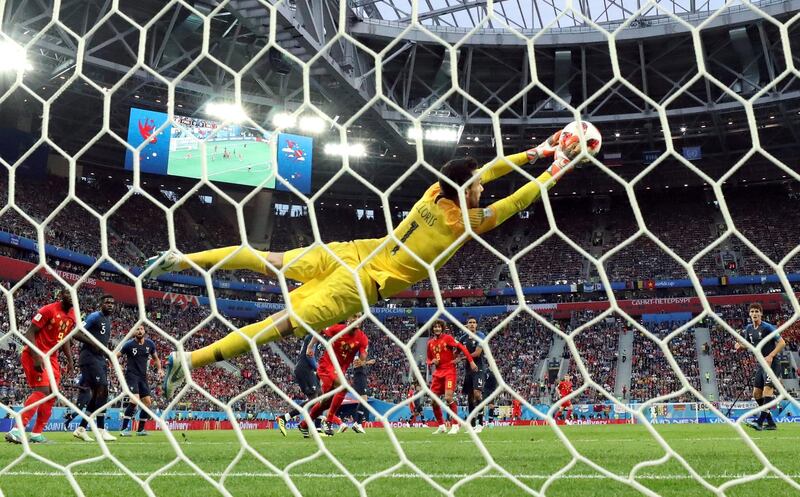 France's Hugo Lloris makes a save. Reuters