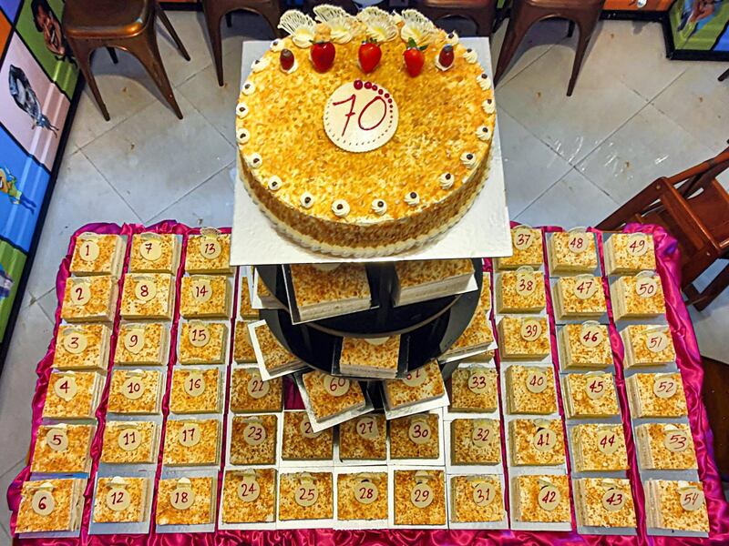 Dubai restaurant Rajinikanth 24/7 celebrated the Indian superstar's birthday with 70 cakes
