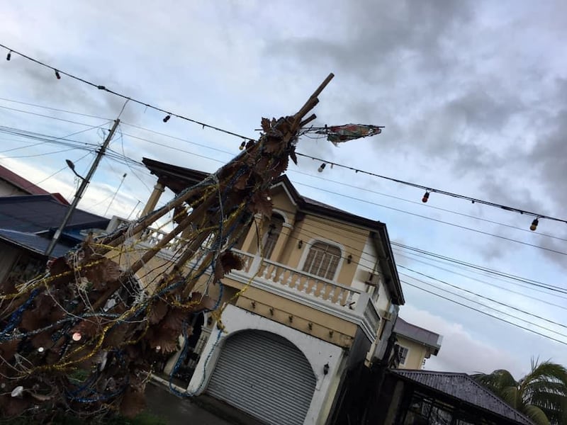 Destroyed Christmas decorations are seen after Typhoon Phanfone swept through Tanauan, Leyte, in the Philippines. Reuters