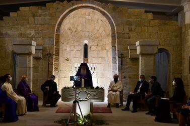 Two students at the Peace Cathedral, Pastor of Samgori Baptist Church, Armenian Protestant, Bishop Malkhaz Songhulashvili, Yazidi Achtiar Dimitri Pirbari, Azeri Seyid Mirtagi Asadov, interpreter for Asadov, and Bishop Rusudan Gotsiridze. Nano Saralishvili for The National