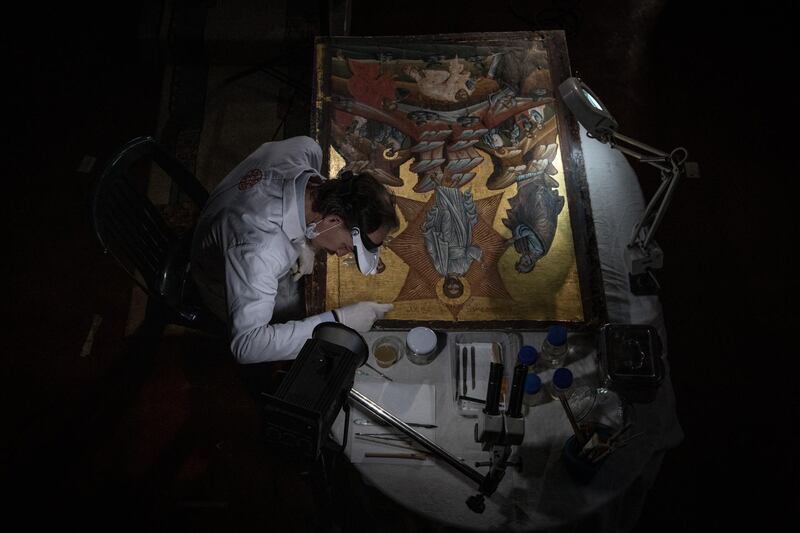 Senior conservator and restorer, Venizelos Gavrilakis, works to clean and restore a 16th-century Byzantine Christian icon at a Greek Orthodox church in Istanbul, Turkey. As Head Director of Leri Parakatathiki Conservation and Restoration Labs, Gavrilakis has been working as a conservator and restorer of paintings, cultural artefacts and artworks for more than 25 years, and relocated from Greece to Turkey eight years ago with the mission of preserving artefacts of cultural importance. Getty Images