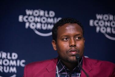 Mohammed Hassan Mohamud speaks in Davos. World Economic Forum 