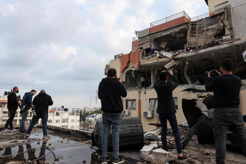 A building damaged in Israeli air strikes on the Gaza Strip. AFP