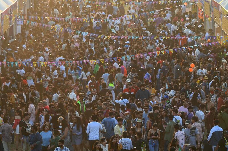 Crowds outside the Lollapalooza India music festival