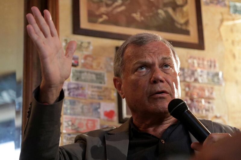 Sir Martin Sorrell talks during a session in a pub as part of the Cannes Lions International Festival of Creativity, in Cannes, France, June 21, 2018.  REUTERS/Eric Gaillard