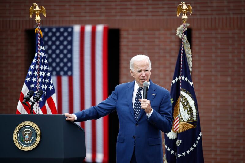 US President Joe Biden praised the bravery of Iranian women protesters during a speech in Irvine, California, on October 14. EPA