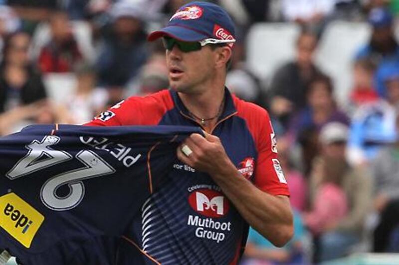 Kevin Pietersen in action for the Dehli Daredevils.  He will now miss the 2013 IPL.