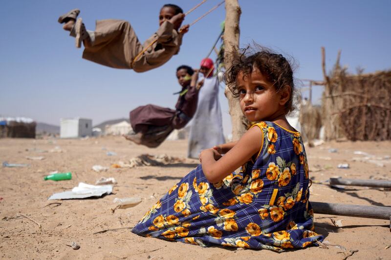 Children play in a camp for internally displaced people in Marib, Yemen. Reuters