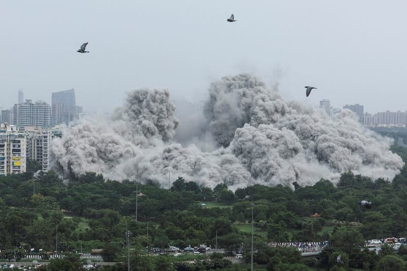 The Supertech Twin Towers collapse following a controlled demolition after the Supreme Court found them in violation of building norms, in Noida, India. Reuters