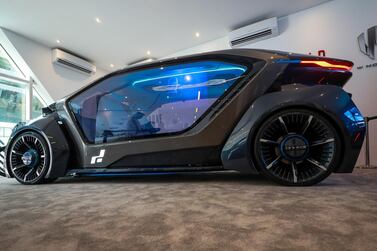The W Motors self-driving vehicle prototype, on display at the International Defence Exhibition and Conference in Abu Dhabi. Victor Besa / The National. 