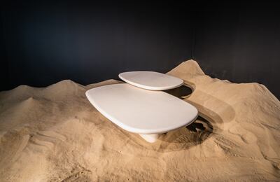 'Kimoko & Kinoko' coffee table set by Monochrome Study on display as part of Downtown Design. Photo: Dubai Design Week