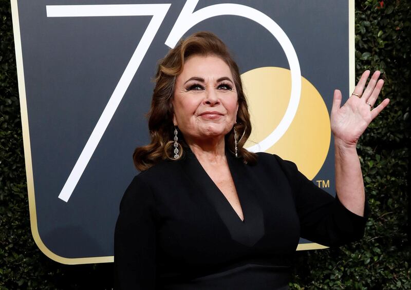 FILE PHOTO: Actress Roseanne Barr waves on her arrival to the 75th Golden Globe Awards in Beverly Hills, California, U.S., January 7, 2018. REUTERS/Mario Anzuoni/File Photo