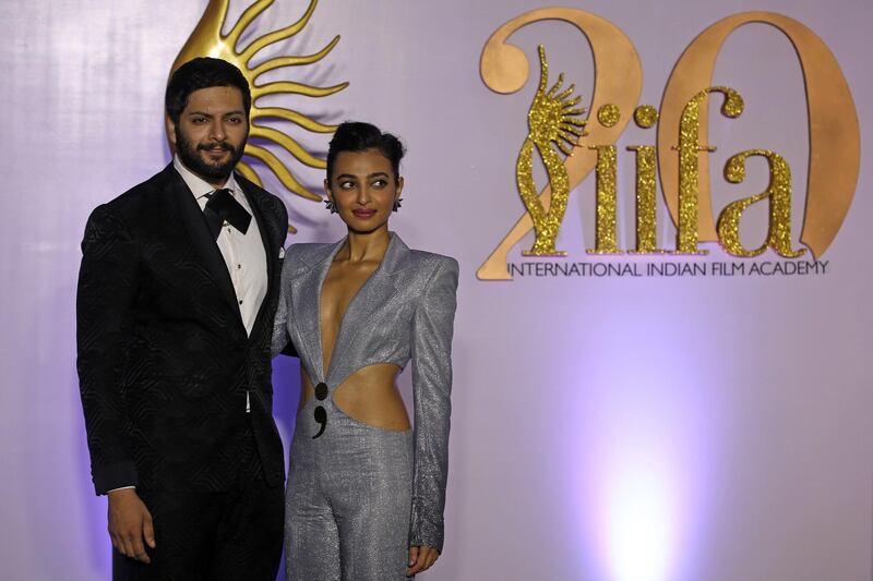 Indian actors Ali Fazal and Radhika Apte pose while arriving for the IIFA Rocks event as part of the 20th International Indian Film Academy (IIFA) in Mumbai, India, 16 September 2019.